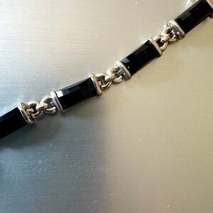Black Onyx and Sterling Silver Link Bracelet